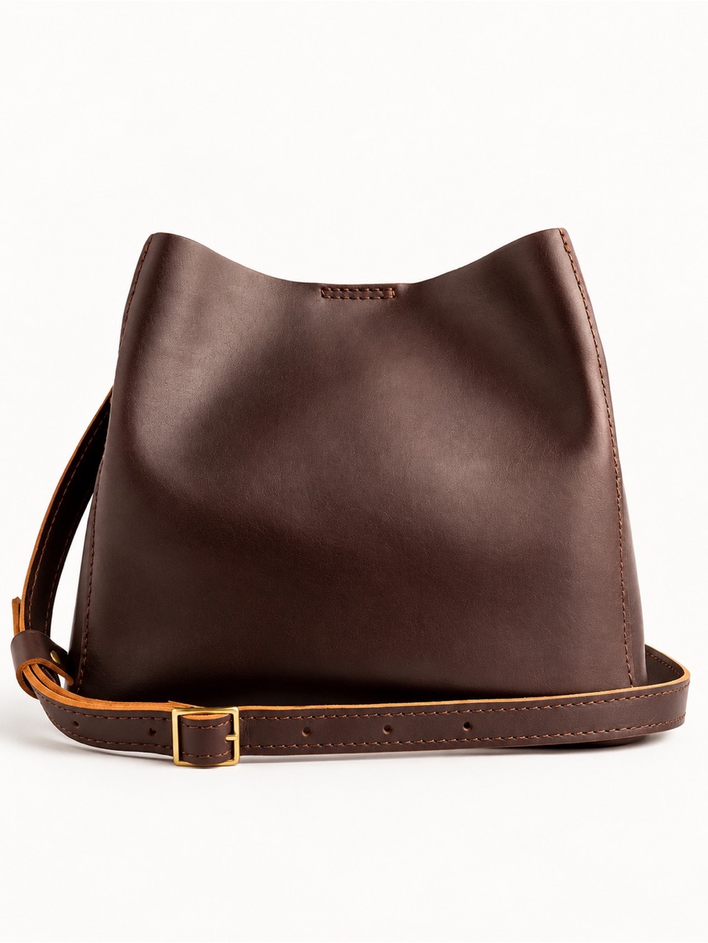 Portland Leather Goods Butterfly Bucket Bag + Mini Daisy Wallet Brown